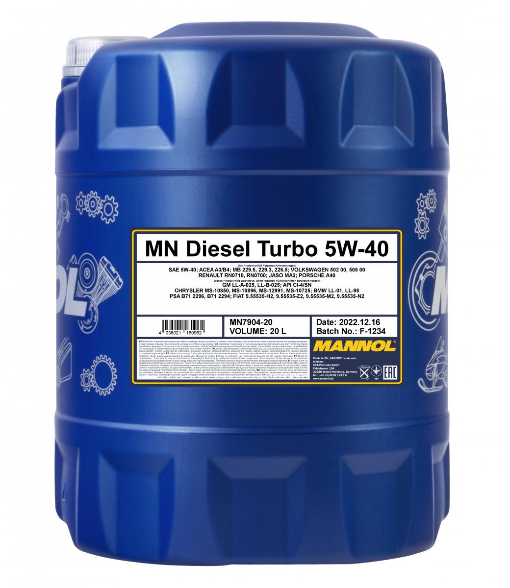 Олива моторна Mannol Diesel Turbo 5W-40, 20 л (MN7904-20)